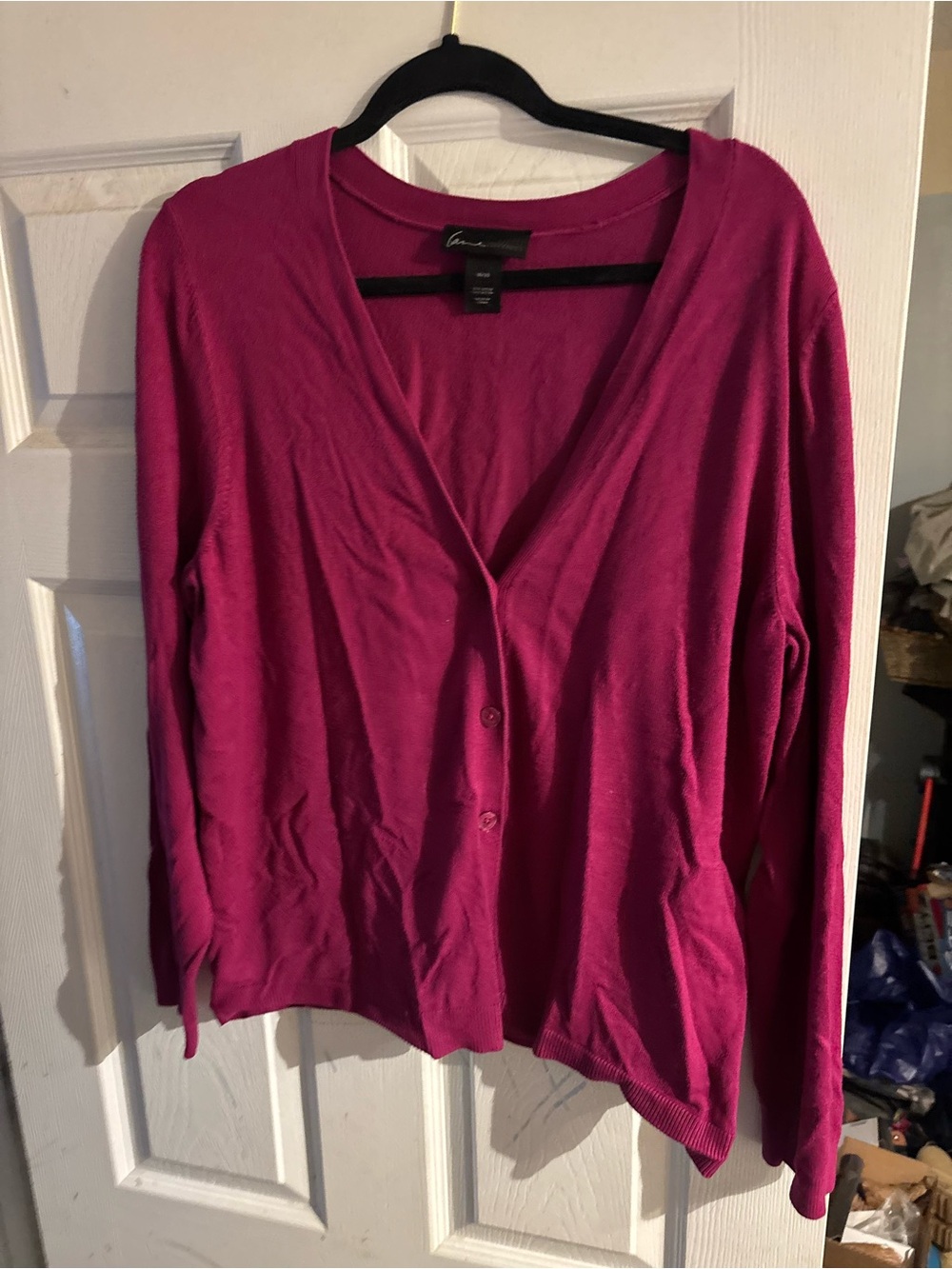 Lane Bryant Magenta Lightweight Knit Cardigan